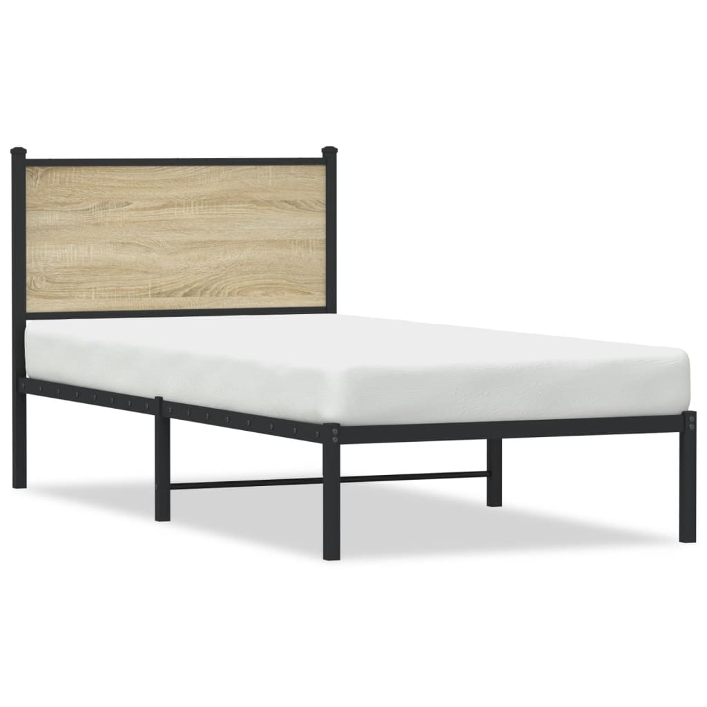 Metallbett ohne Matratze Sonoma-Eiche 80x200 cm