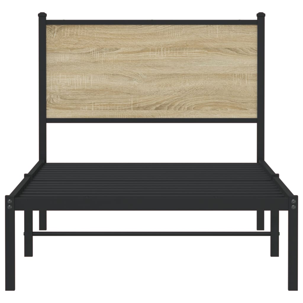 Metallbett ohne Matratze Sonoma-Eiche 80x200 cm