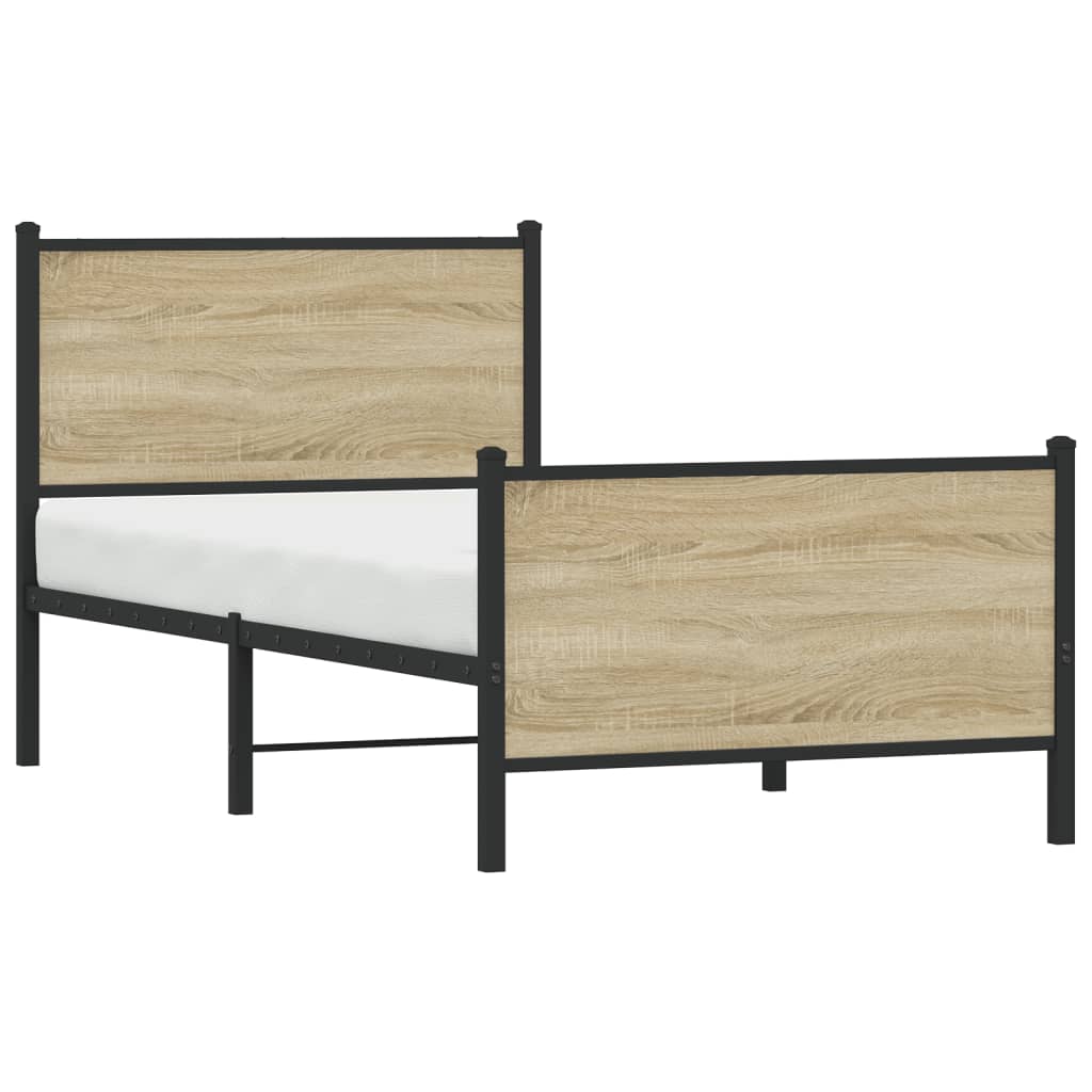 Metallbett ohne Matratze Sonoma-Eiche 80x200 cm