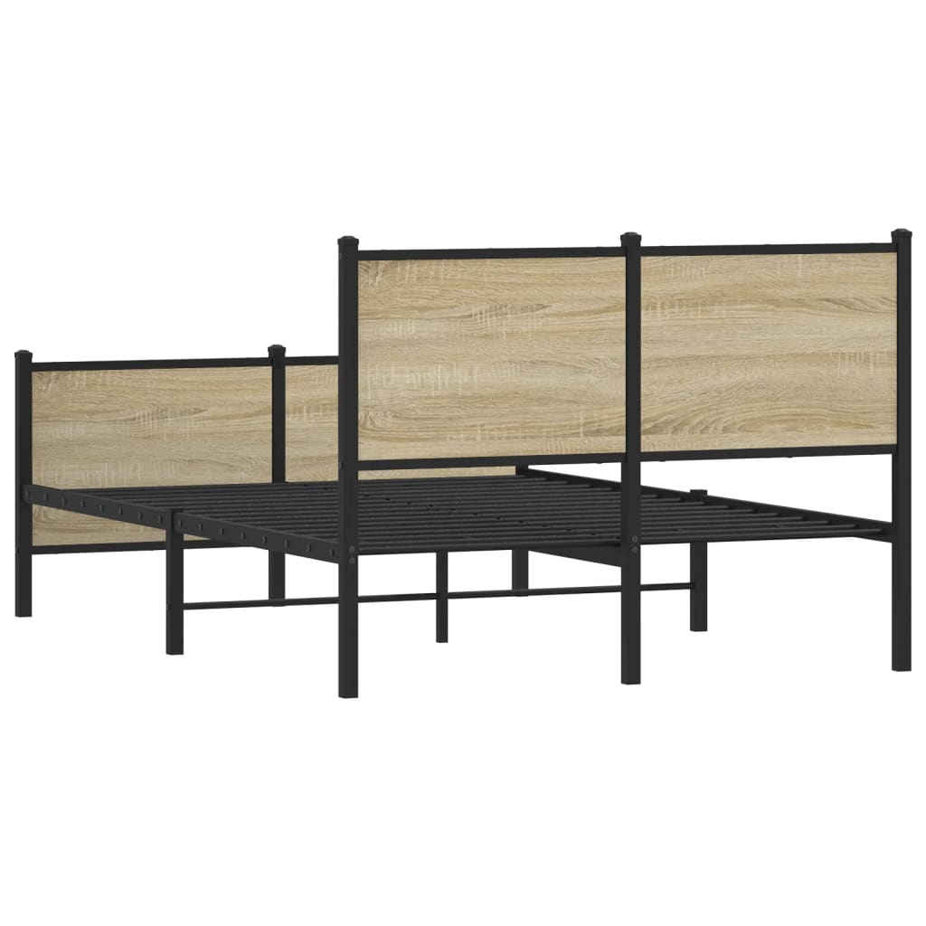 Metallbett ohne Matratze Sonoma-Eiche 120x190 cm