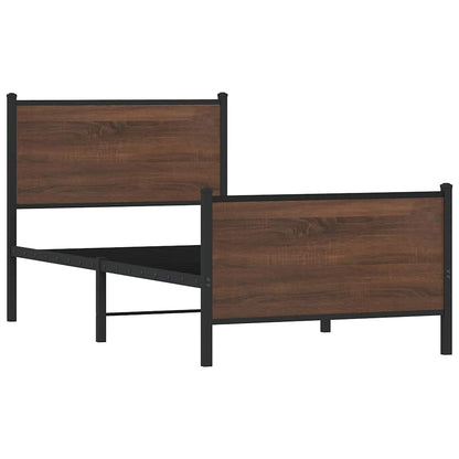 Metallbett ohne Matratze Braun Eichen-Optik 80x200 cm