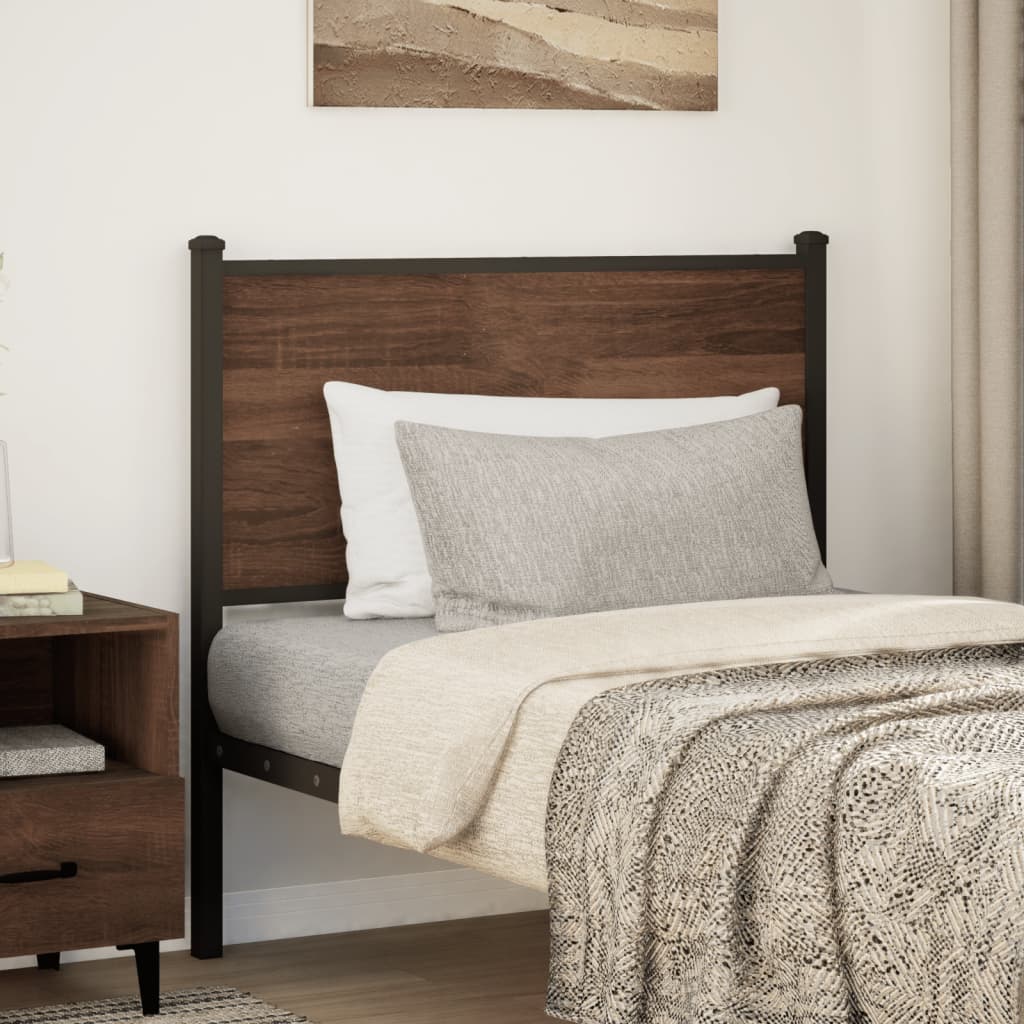 Ersatz-Kopfteil Braun Eichen-Optik 90 cm Holzwerkstoff und Stahl