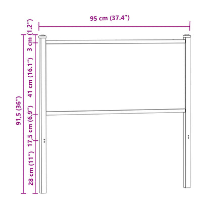 Ersatz-Kopfteil Braun Eichen-Optik 90 cm Holzwerkstoff und Stahl