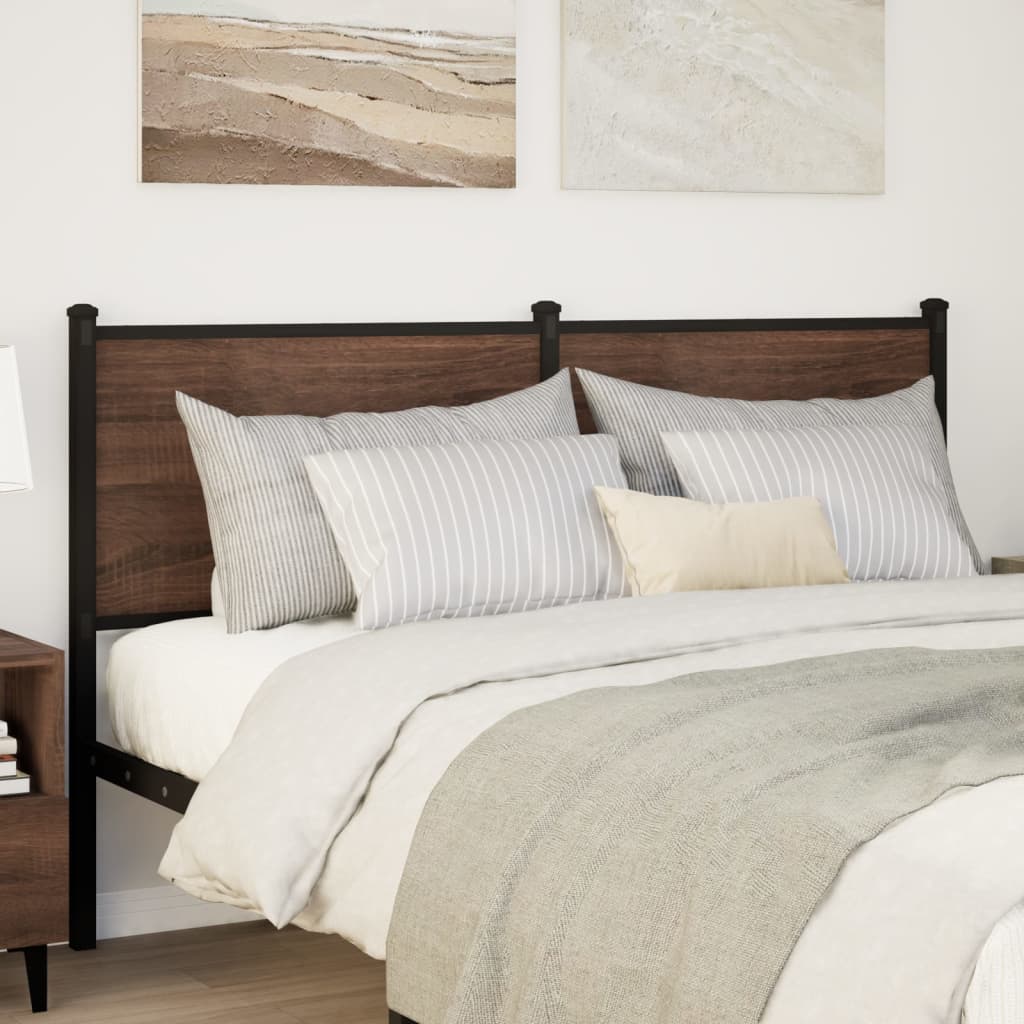 Ersatz-Kopfteil Braun Eichen-Optik 150 cm Holzwerkstoff und Stahl