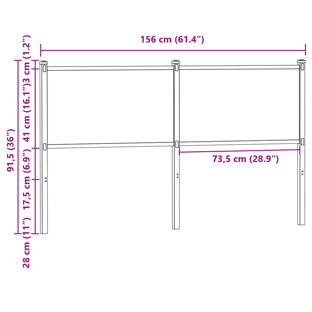Ersatz-Kopfteil Braun Eichen-Optik 150 cm Holzwerkstoff und Stahl