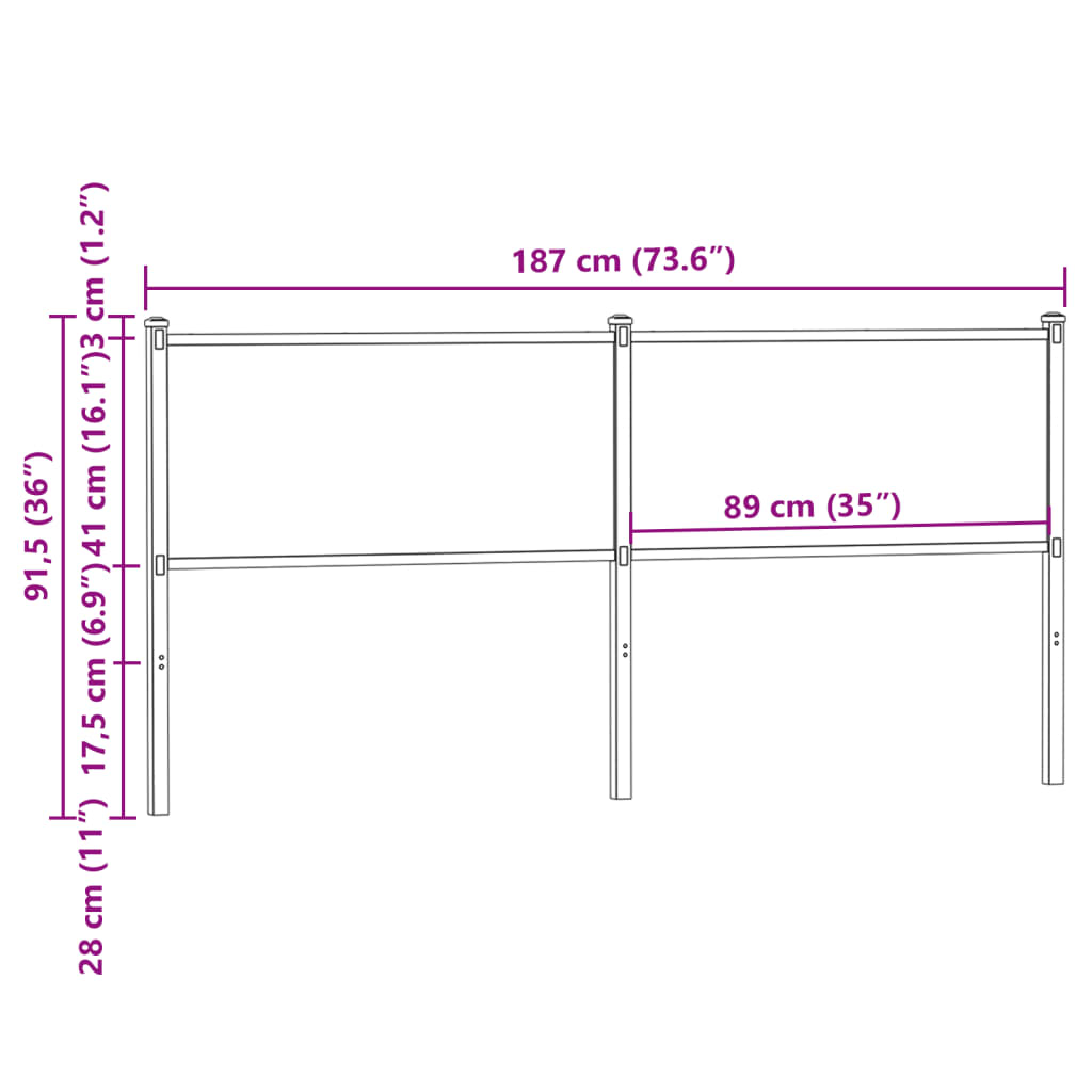 Ersatz-Kopfteil Braun Eichen-Optik 180 cm Holzwerkstoff und Stahl