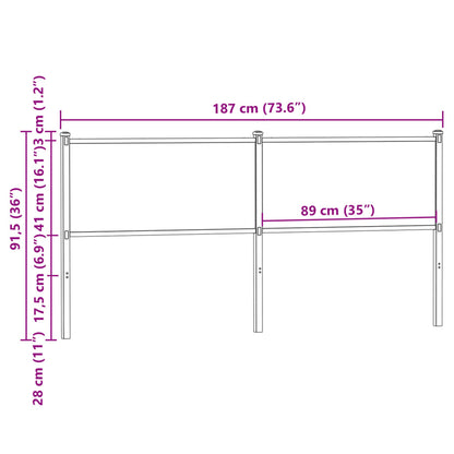 Ersatz-Kopfteil Braun Eichen-Optik 180 cm Holzwerkstoff und Stahl
