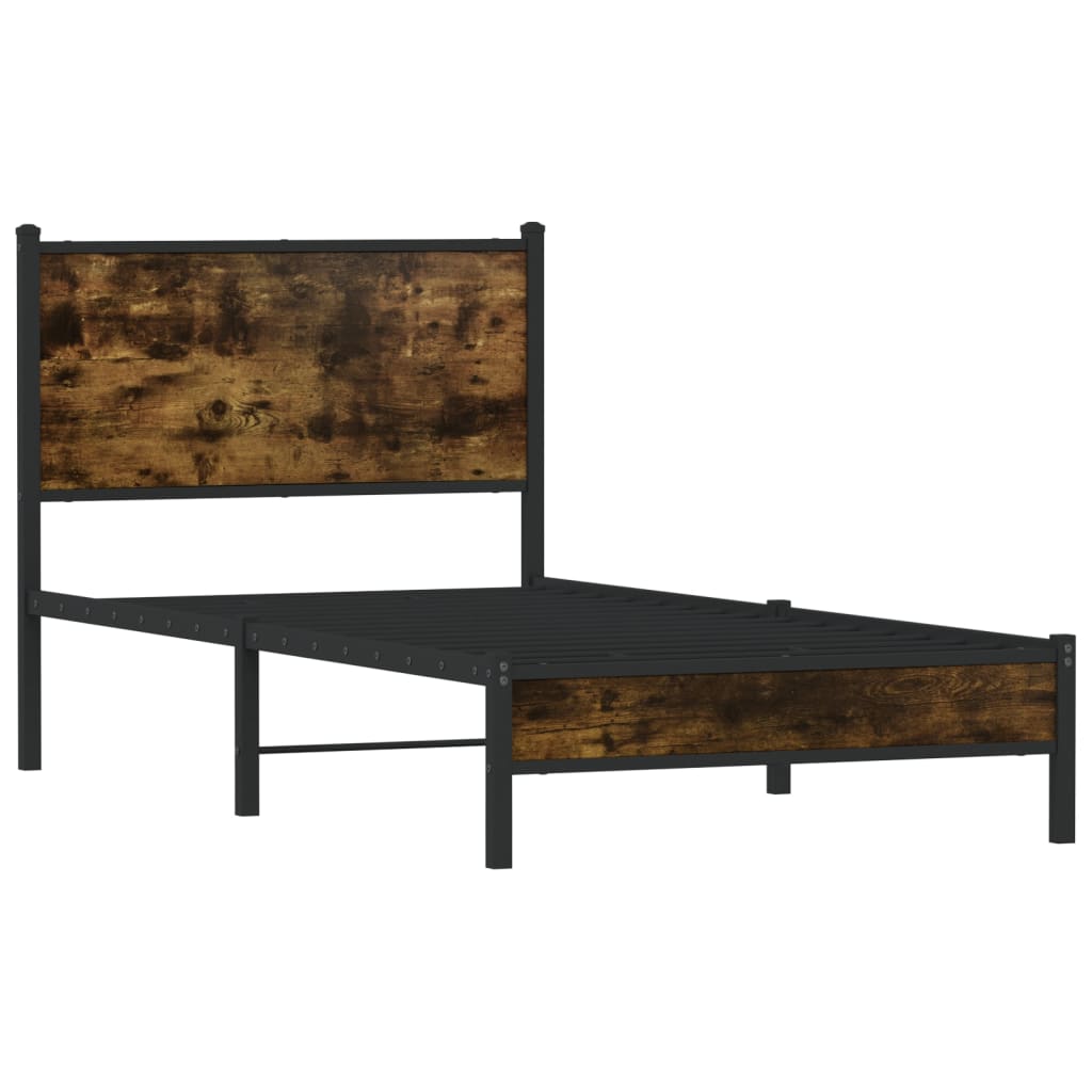 Metallbett ohne Matratze Räuchereiche 75x190 cm