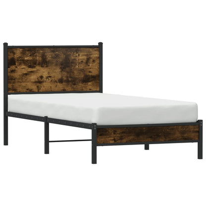 Metallbett ohne Matratze Räuchereiche 75x190 cm