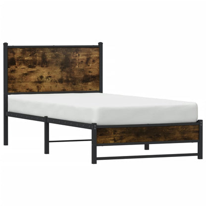 Metallbett ohne Matratze Räuchereiche 75x190 cm