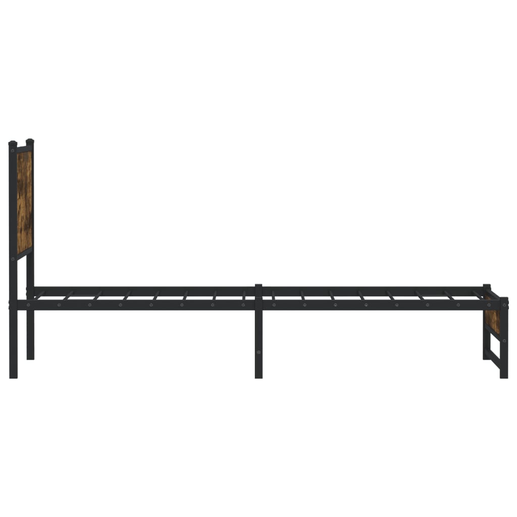Metallbett ohne Matratze Räuchereiche 75x190 cm
