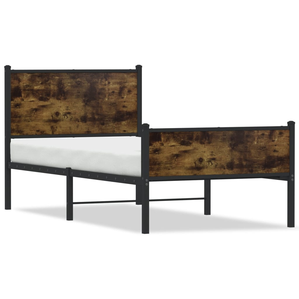 Metallbett ohne Matratze Räuchereiche 90x190 cm