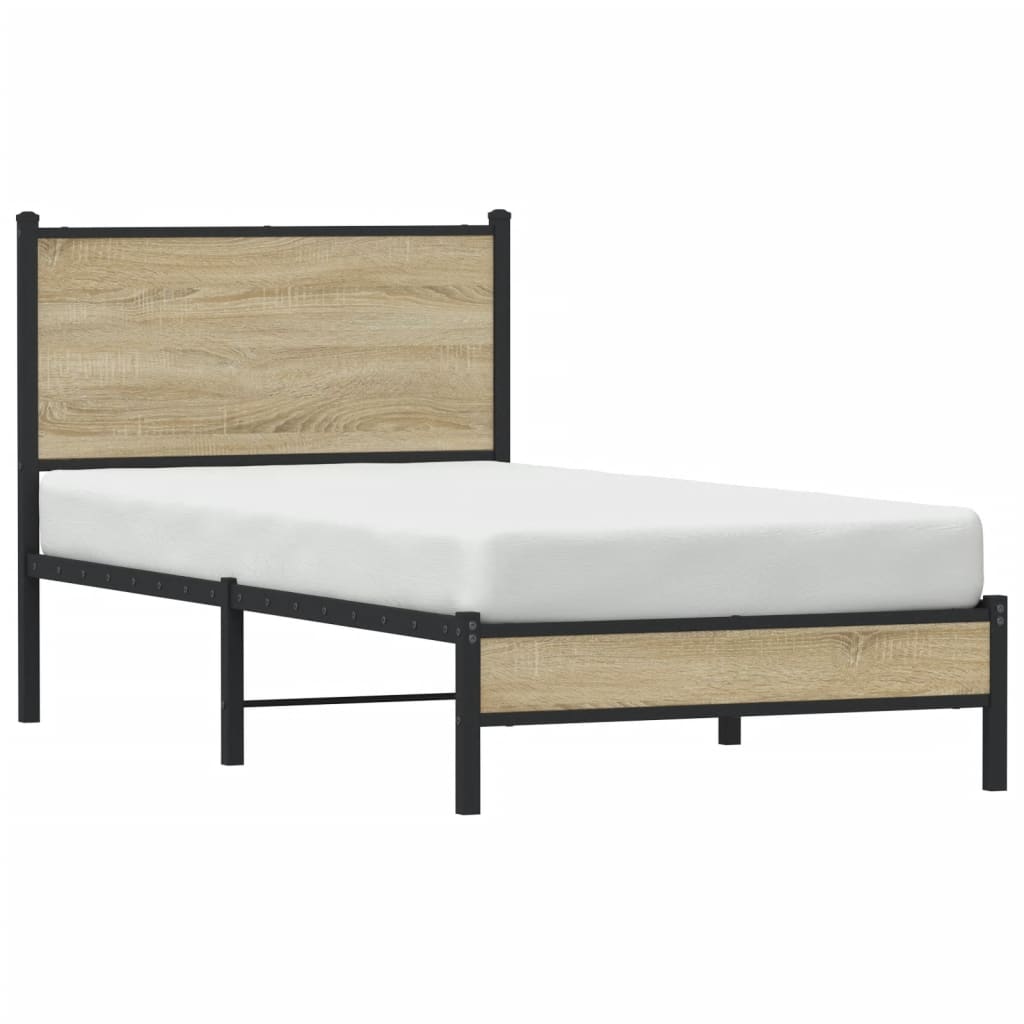 Metallbett ohne Matratze Sonoma-Eiche 90x200 cm