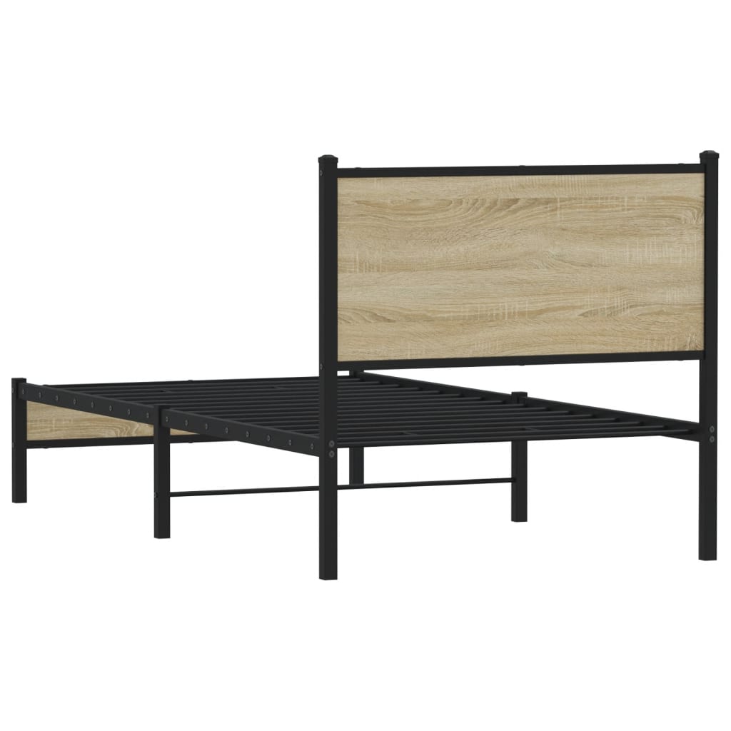 Metallbett ohne Matratze Sonoma-Eiche 90x200 cm