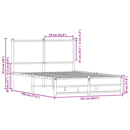 Metallbett ohne Matratze Sonoma-Eiche 120x190 cm