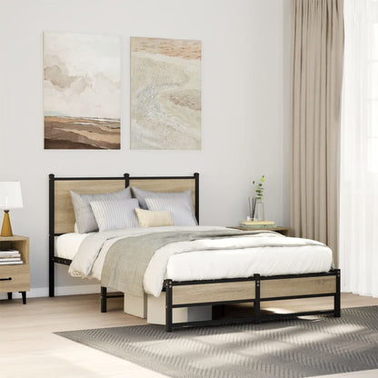 Metallbett ohne Matratze Sonoma-Eiche 120x190 cm