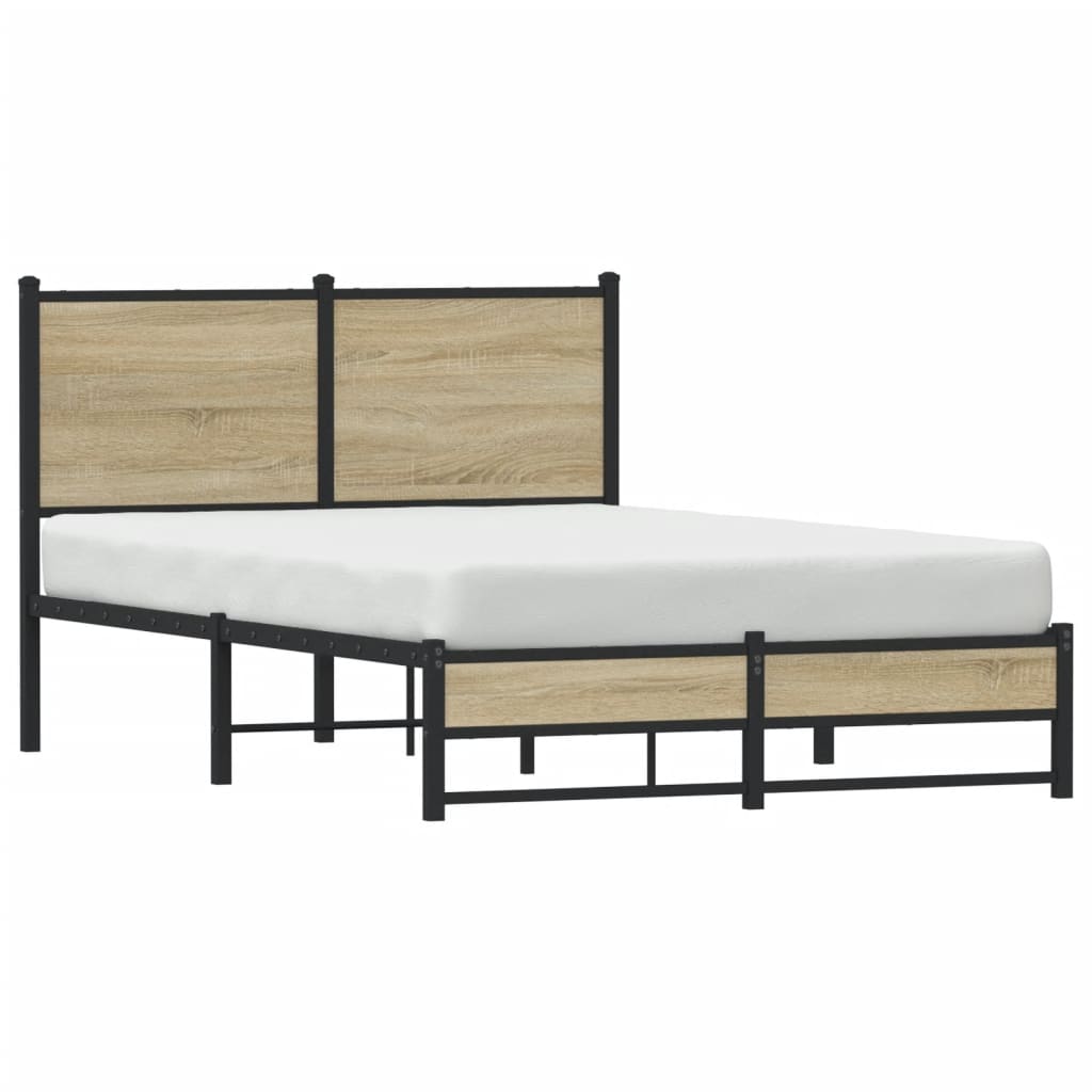 Metallbett ohne Matratze Sonoma-Eiche 120x200 cm