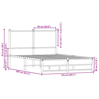 Metallbett ohne Matratze Sonoma-Eiche 120x200 cm