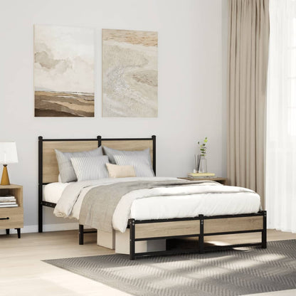 Metallbett ohne Matratze Sonoma-Eiche 120x200 cm