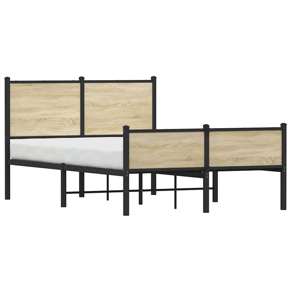 Metallbett ohne Matratze Sonoma-Eiche 120x200 cm