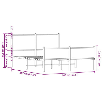 Metallbett ohne Matratze Eichen-Optik 140x200 cm