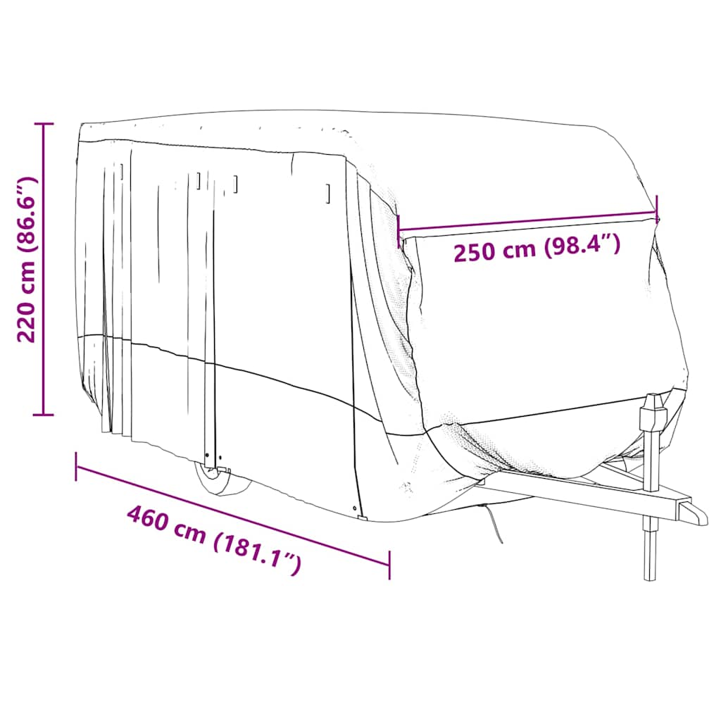 Schutzhülle für Wohnwagen Grau 460x250x220 cm Vliesstoff