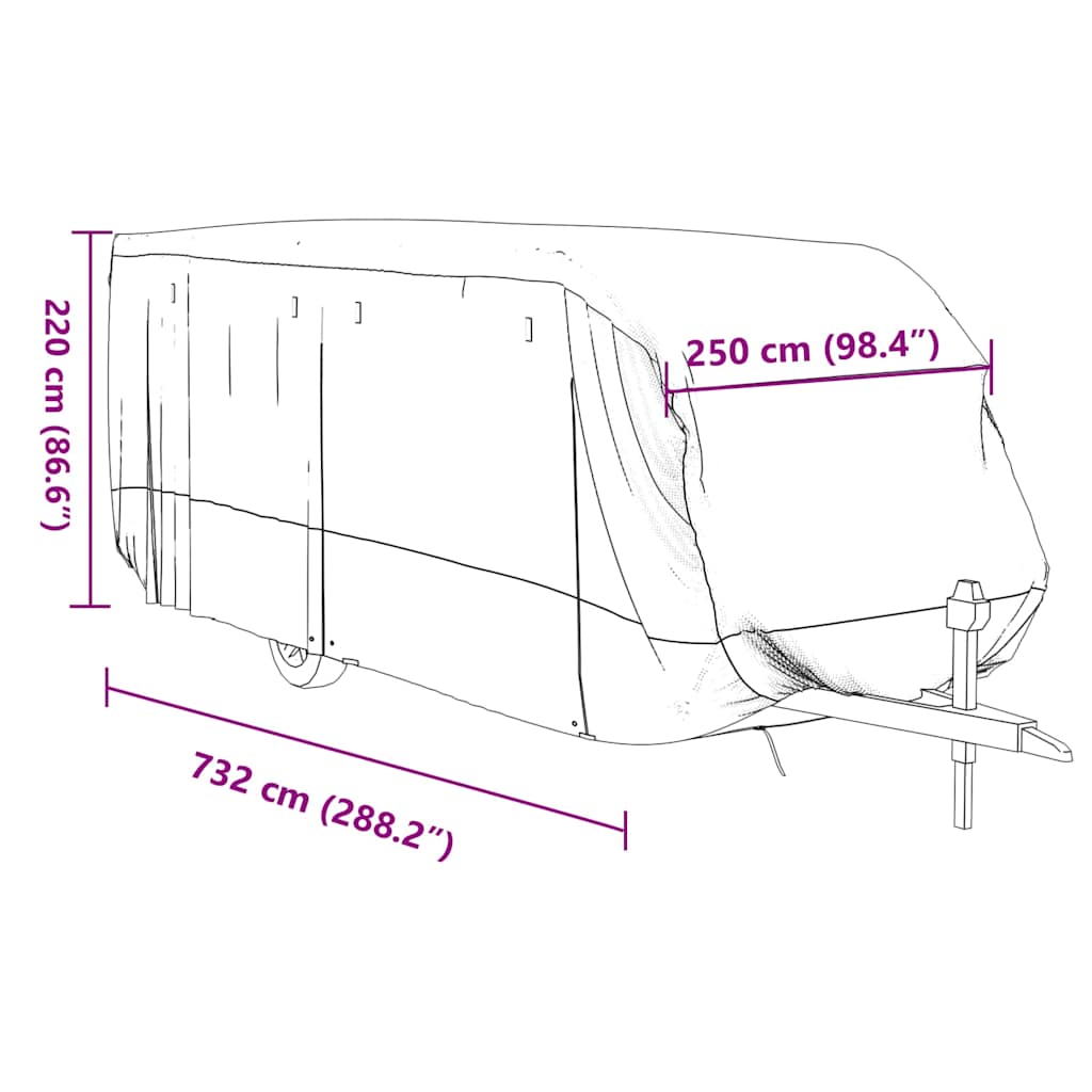 Schutzhülle für Wohnwagen Grau 732x250x220 cm Vliesstoff