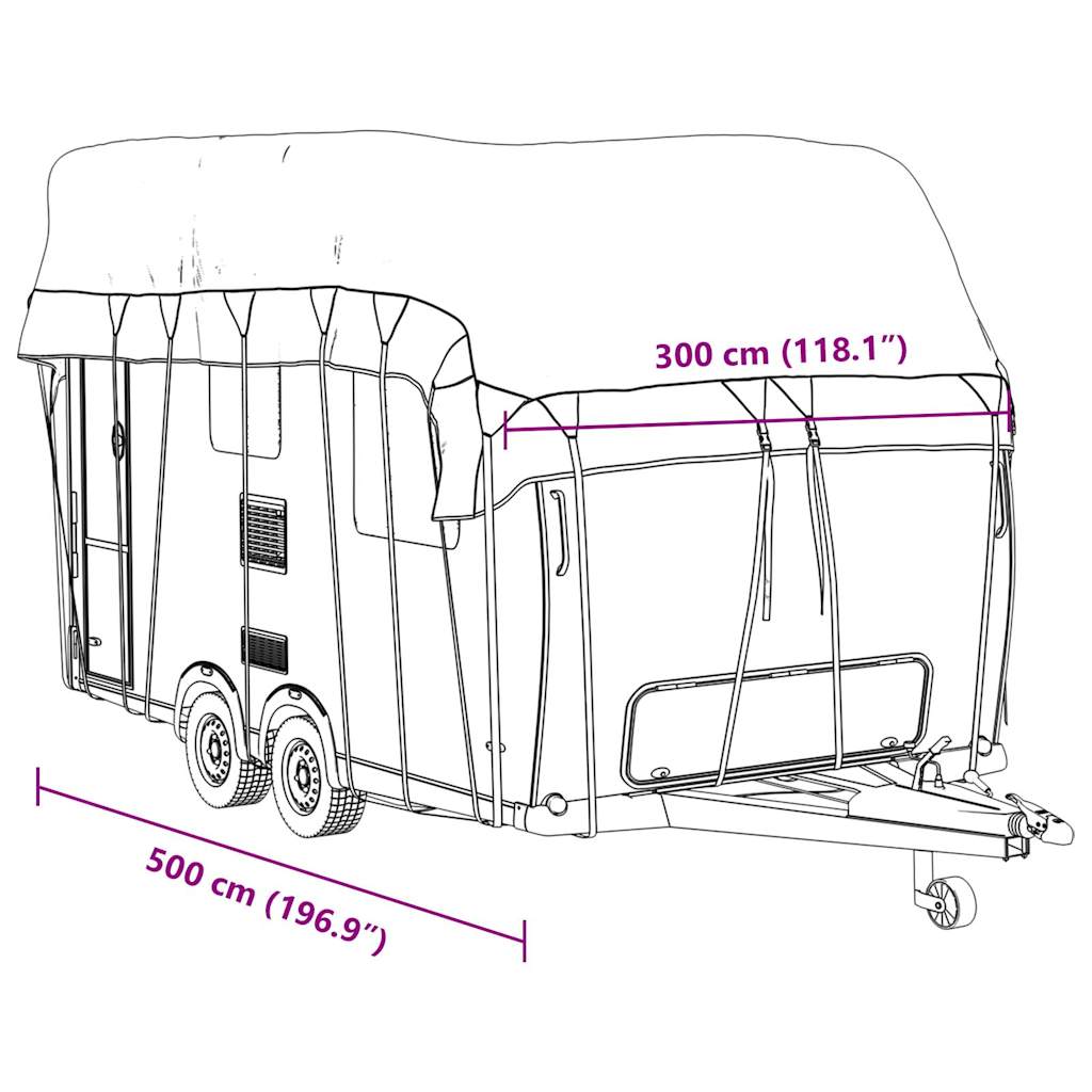 Dachplane für Wohnwagen Grau 500x300 cm Vliesstoff