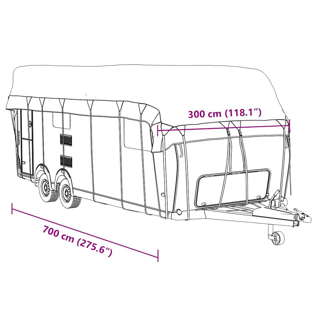 Dachplane für Wohnwagen Grau 700x300 cm Vliesstoff