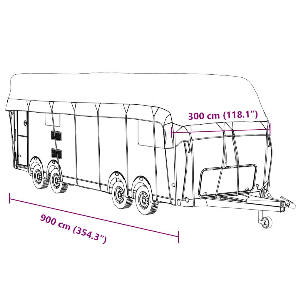 Dachplane für Wohnwagen Grau 900x300 cm Vliesstoff