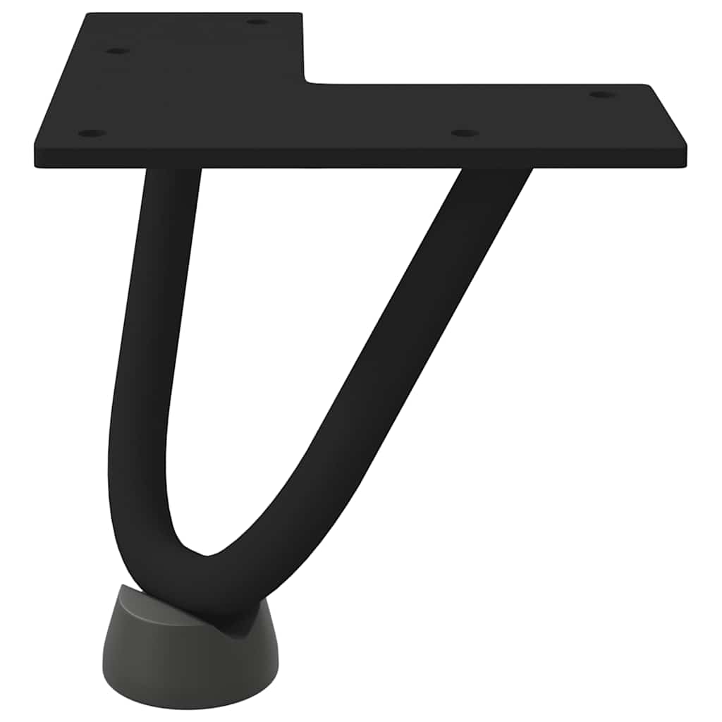 Pieds en épingle à cheveux pour table basse, 4 pièces, noir, 10 cm, acier massif