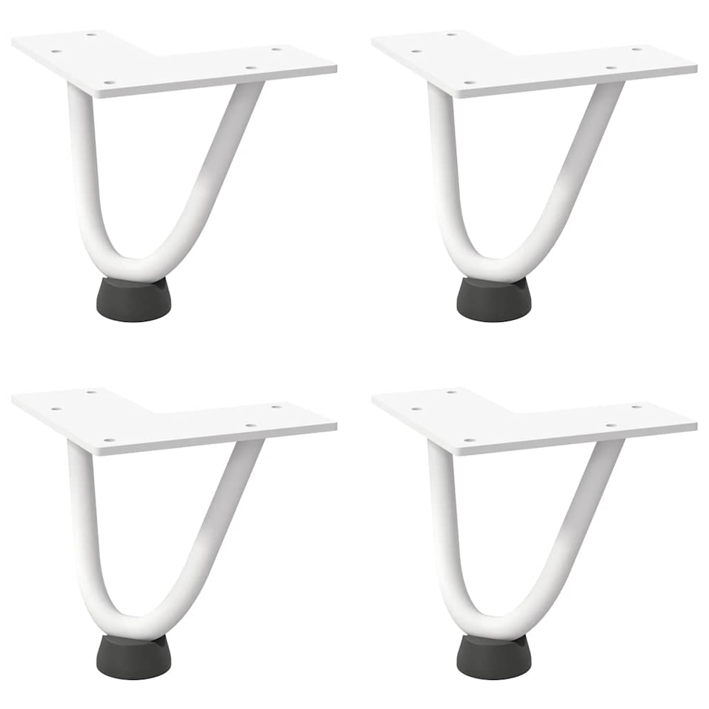 Haarnadelbeine für Couchtisch 4 Stk. Weiß 10 cm Massivstahl