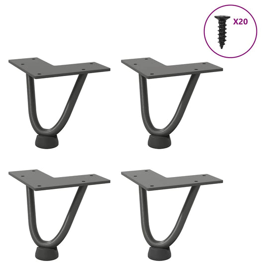 Haarnadelbeine für Couchtisch 4 Stk. Anthrazit 10 cm Massivstahl