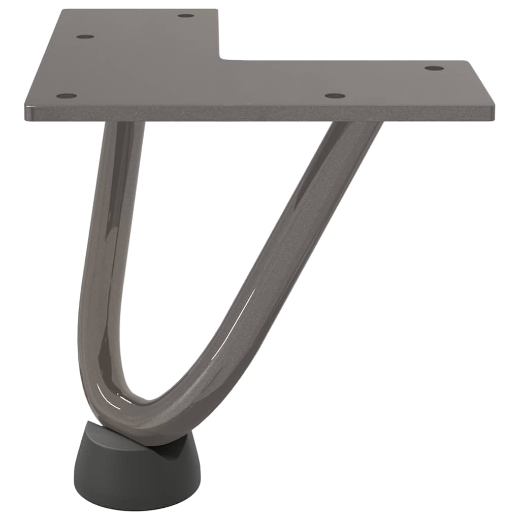 Pieds épingles à cheveux pour table basse, 4 pièces, acier naturel, 10 cm, acier massif
