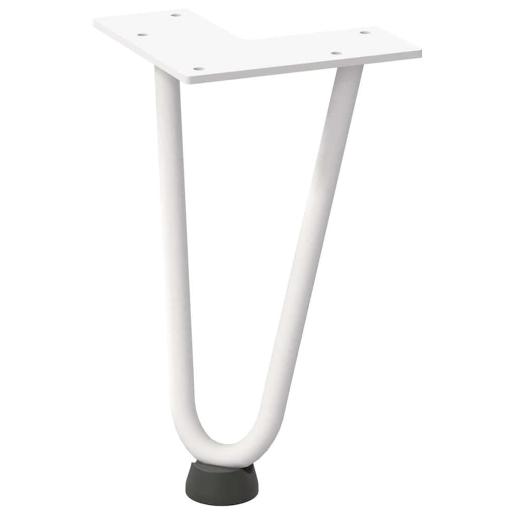 Pieds épingles à cheveux pour table basse, 4 pièces, acier massif, blanc, 20 cm