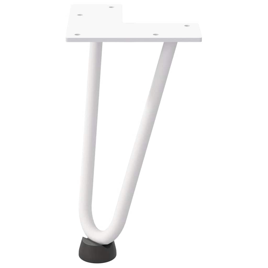 Pieds épingles à cheveux pour table basse, 4 pièces, acier massif, blanc, 20 cm
