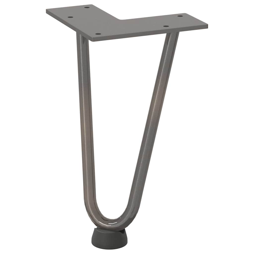 Pieds épingles à cheveux pour table basse, 4 pièces, acier naturel, 20 cm, acier massif