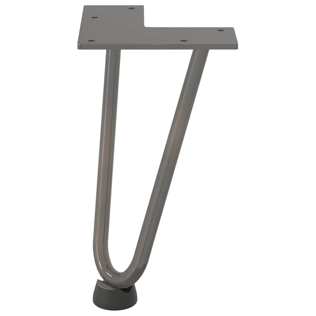 Pieds épingles à cheveux pour table basse, 4 pièces, acier naturel, 20 cm, acier massif