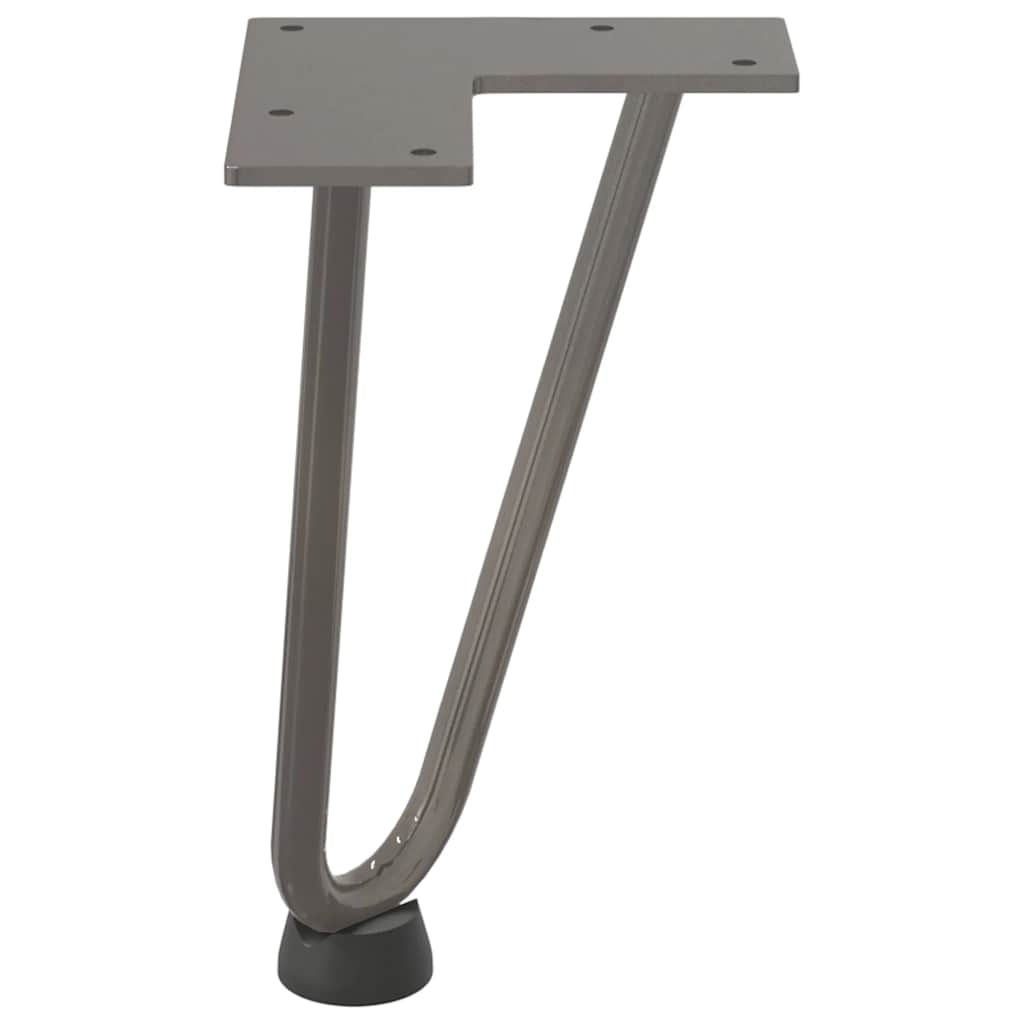 Pieds épingles à cheveux pour table basse, 4 pièces, acier naturel, 20 cm, acier massif