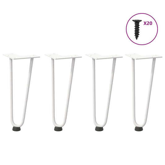 Haarnadelbeine für Couchtisch 4 Stk. Weiß 30 cm Massivstahl