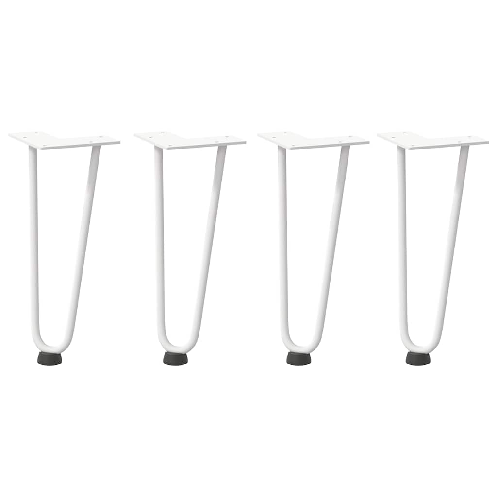 Haarnadelbeine für Couchtisch 4 Stk. Weiß 30 cm Massivstahl