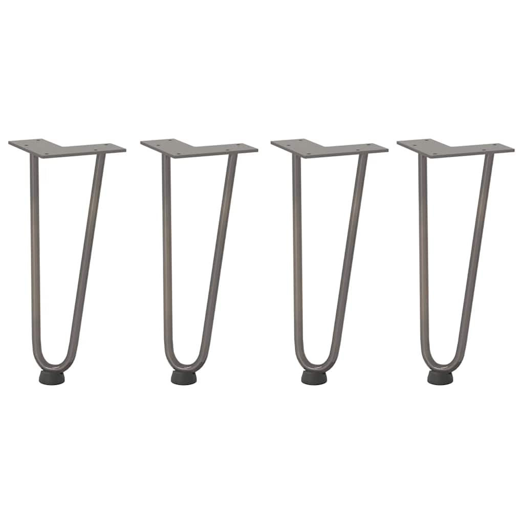 Pieds épingles à cheveux pour table basse, 4 pièces, acier naturel, 30 cm, acier massif