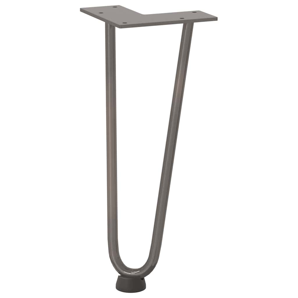 Pieds épingles à cheveux pour table basse, 4 pièces, acier naturel, 30 cm, acier massif