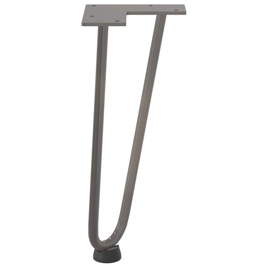 Pieds épingles à cheveux pour table basse, 4 pièces, acier naturel, 30 cm, acier massif