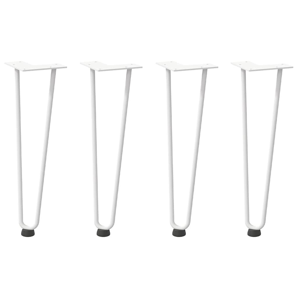 Haarnadelbeine für Couchtisch 4 Stk. Weiß 42 cm Massivstahl