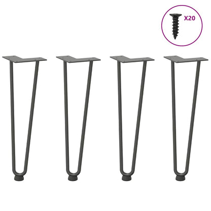 Haarnadelbeine für Couchtisch 4 Stk. Anthrazit 42 cm Massivstahl
