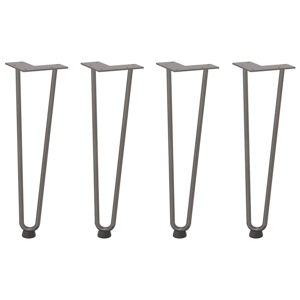 Haarnadelbeine für Couchtisch 4 Stk. Naturstahl 42 cm Massivstahl