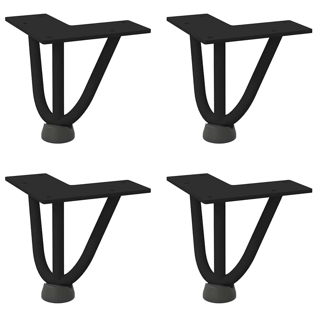 Haarnadelbeine für Couchtisch 4 Stk. Schwarz 10 cm Massivstahl