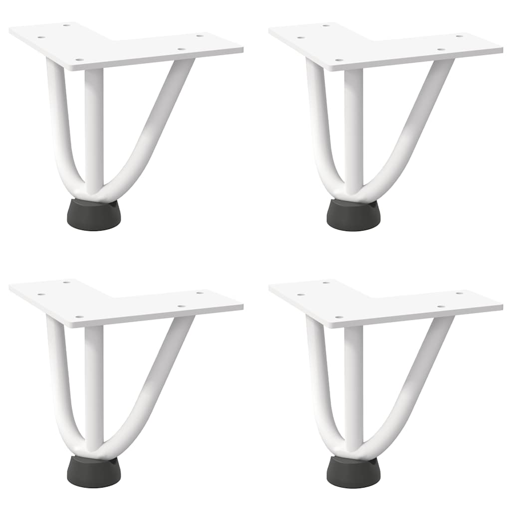 Pieds épingles à cheveux pour table basse, 4 pièces, acier massif, blanc, 10 cm
