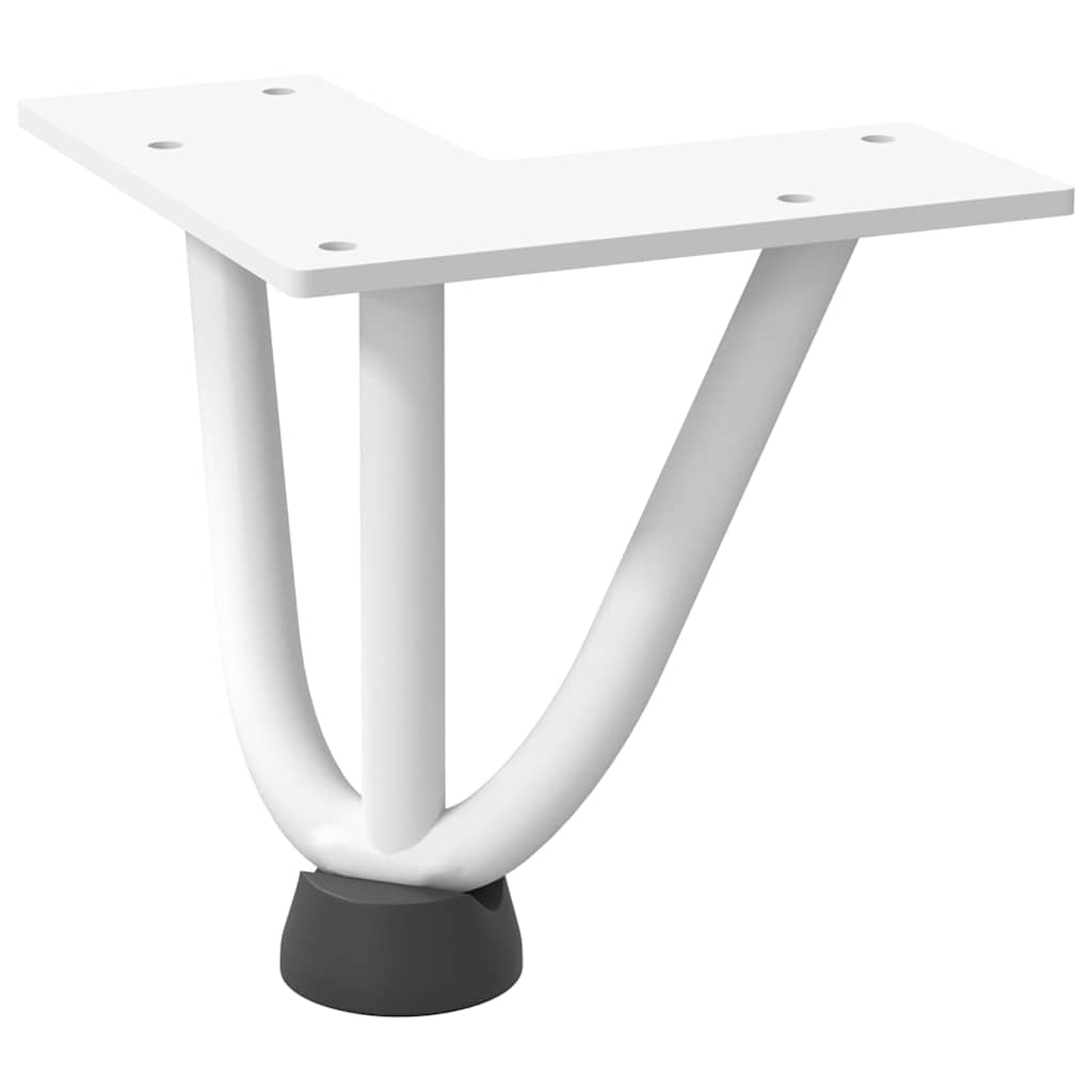 Pieds épingles à cheveux pour table basse, 4 pièces, acier massif, blanc, 10 cm